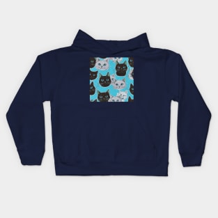 Black And White Cats Pattern Kids Hoodie